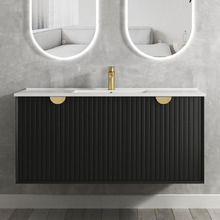 Marlo 1200mm Matte Black Wall Hung Single Vanity with Ceramic Countertop